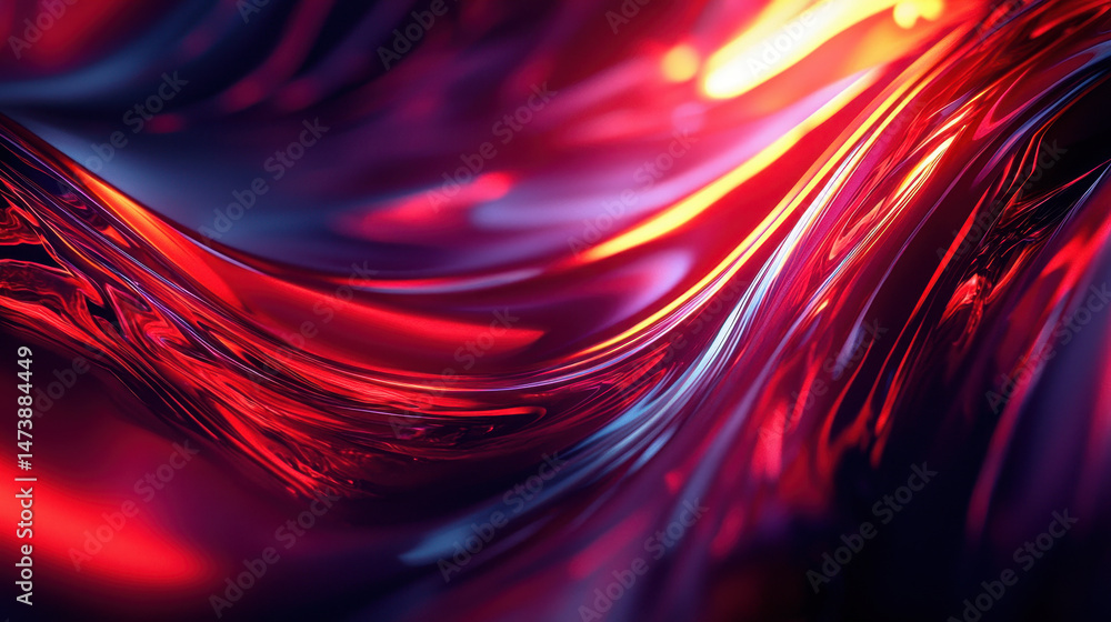Poster contemporary 3d visuals create an abstract flowing background with realistic red and blue lights,ren
