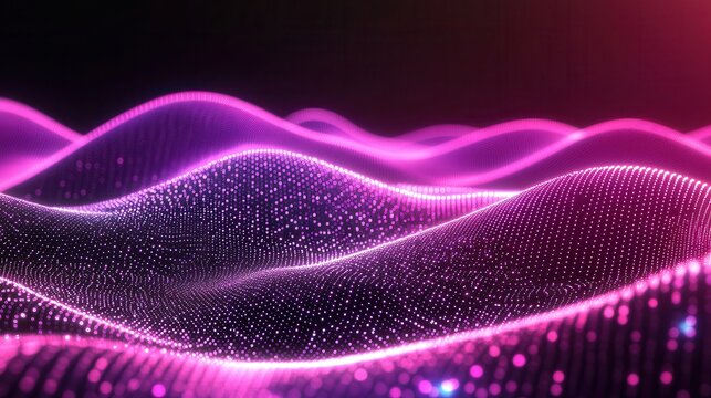 Abstract digital landscape of glowing, undulating particles