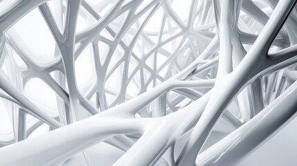 Fototapeta premium White Abstract Structure 3D Render of Intertwined Organic Forms, Abstract Art, Digital Art, White Background Abstract art, 3D rendering