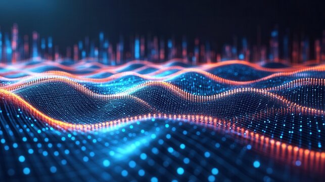 Abstract digital landscape of interconnected data points (3) - Powered by Adobe