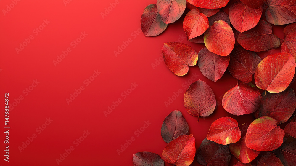 Poster a contemporary 3d background displays a realistic arrangement of vibrant red petals in stunning 4k r