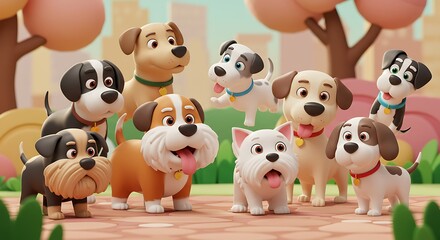 Pawsitive Radiance: A Playful Posse AI Generated