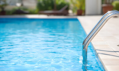 swimming pool with ladder, generative ai