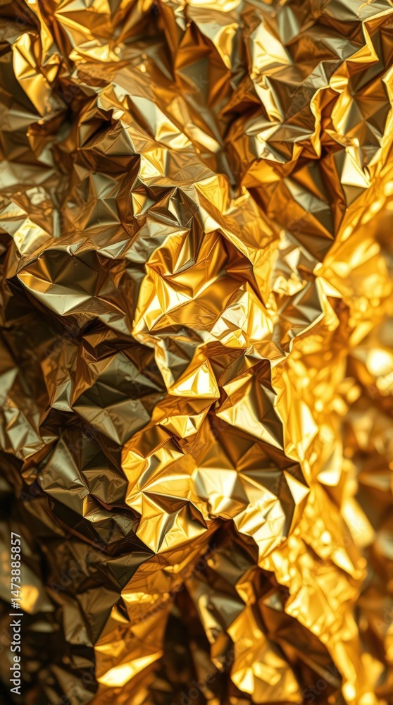 Poster shimmering golden foil texture creating a vibrant and dynamic backdrop for artistic expression and c