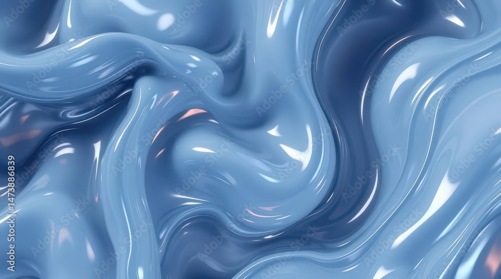 Aufkleber fluid swirls of deep blue tones create a mesmerizing dance in the heart of an abstract world at twil