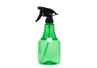 Green Plastic Spray Bottle Cleaning Gardening and Household Use isolated on white background