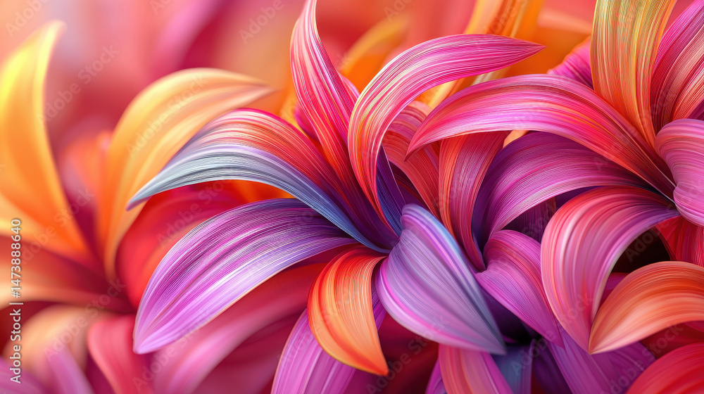Poster a vibrant 3d rende showcases realistic, colorful flower expressions in a background design, creating