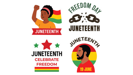 Juneteenth Celebration Illustration – Honoring Freedom, African American History, Emancipation Day, and Cultural Pride with Patriotic and Empowering Design Elements