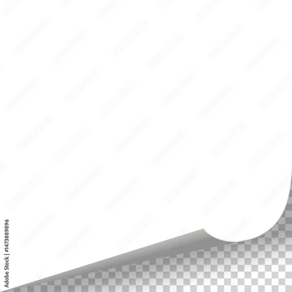 Poster curled paper corner. curve page corner, page edge curl and bent paper sheet with realistic shadow. p