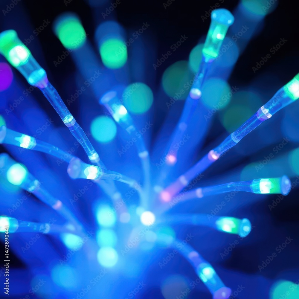 Poster vibrant light strands illuminate the darkness, creating a mesmerizing display of color and movement 