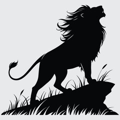 A lion shaking its mane image silhouette design vector art and illustration