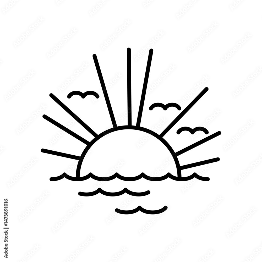 Poster marine port icon. outline linear vector symbol. linear style illustration with editable stroke isola