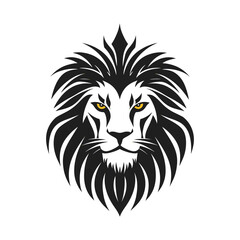 Fototapeta premium Lion Emblem: A striking artistic representation of a lion's majestic head, with a focus on the powerful gaze of its eyes and the detailed rendering of its mane.