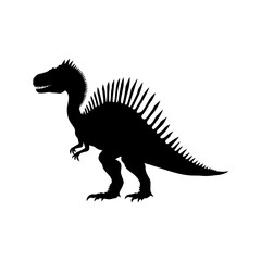 Obraz premium Spinosaurus silhouette : A striking silhouette of a Spinosaurus, a prehistoric giant, against a minimalist backdrop, evoking a sense of raw power and ancient mystery.