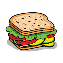 isolated cheeseburger sandwich with beef, cheese, tomato, and lettuce on a white background