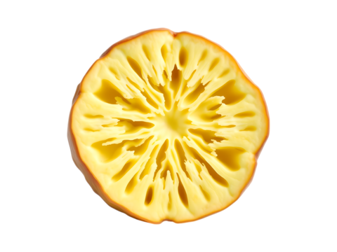 Cross Section of a Yellow Mushroom on Transparent Background