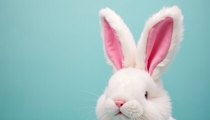 Obraz premium Close-up of fluffy pink and white Easter bunny ears, perfect for springtime crafting and holiday decorations , ears, easter bunny supplies