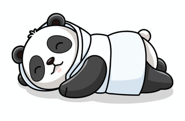 Baby black and white cartoon dog character with a bone, a fun isolated mammal illustration.

