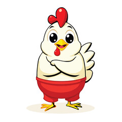 Chicken or hen with an egg, a fowl or poultry bird next to its fresh farm egg