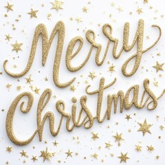 Festive Flourish: Capturing the spirit of the season, shimmering gold script spells out "Merry Christmas" amidst a constellation of golden stars.