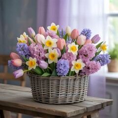 Obraz premium bouquet of flowers in a basket