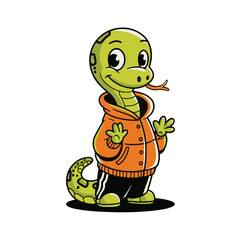 Happy cartoon turtle character with a funny smile in a cheerful zoo design