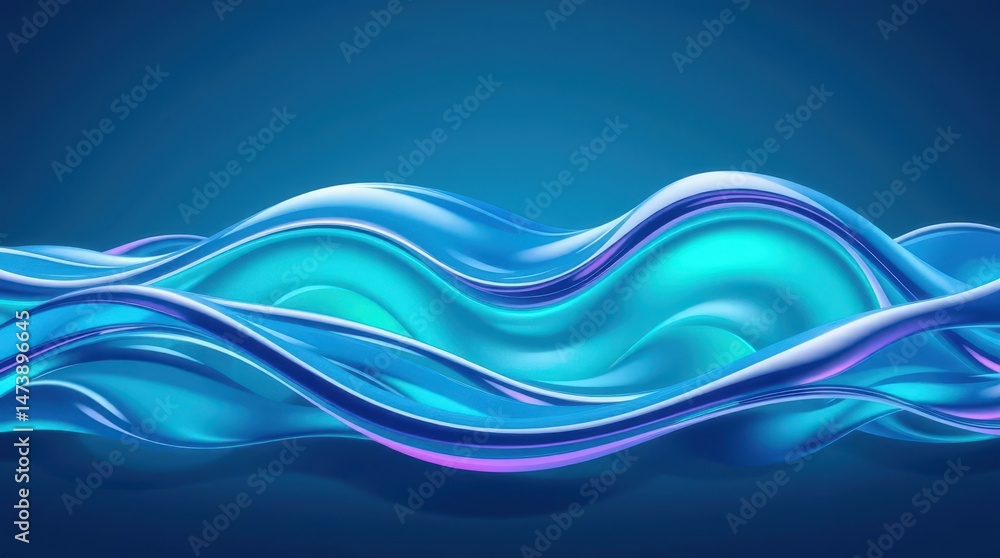 Aufkleber fluid harmony of blue waves gracefully undulating in a tranquil space, creating a serene visual rhyt