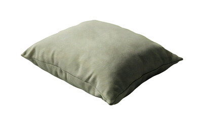 A light beige, square cushion, softly textured, sits at a slight angle against a black background.  It appears plush and comfortable