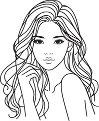 Elegant Black & White Beautiful Girls Vector Illustrations