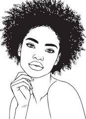 Elegant Black & White Beautiful Girls Vector Illustrations