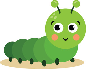 Happy and Green Insect Caterpillar 