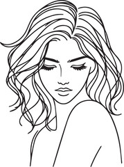 Elegant Black & White Beautiful Girls Vector Illustrations