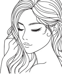 Elegant Black & White Beautiful Girls Vector Illustrations