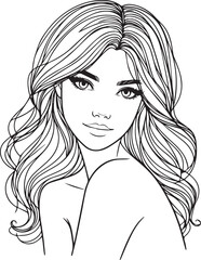 Elegant Black & White Beautiful Girls Vector Illustrations