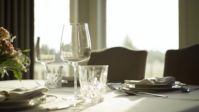 Elegant table setting in a sunny dining room