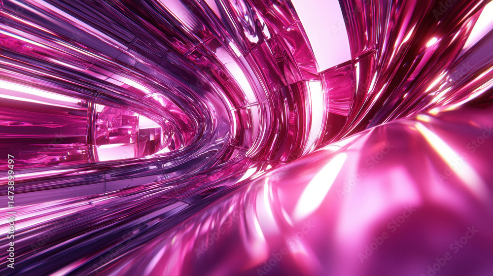 Aufkleber a dynamic 4k artistic 3d background featu a realistic side angle view of a futuristic pink and silve