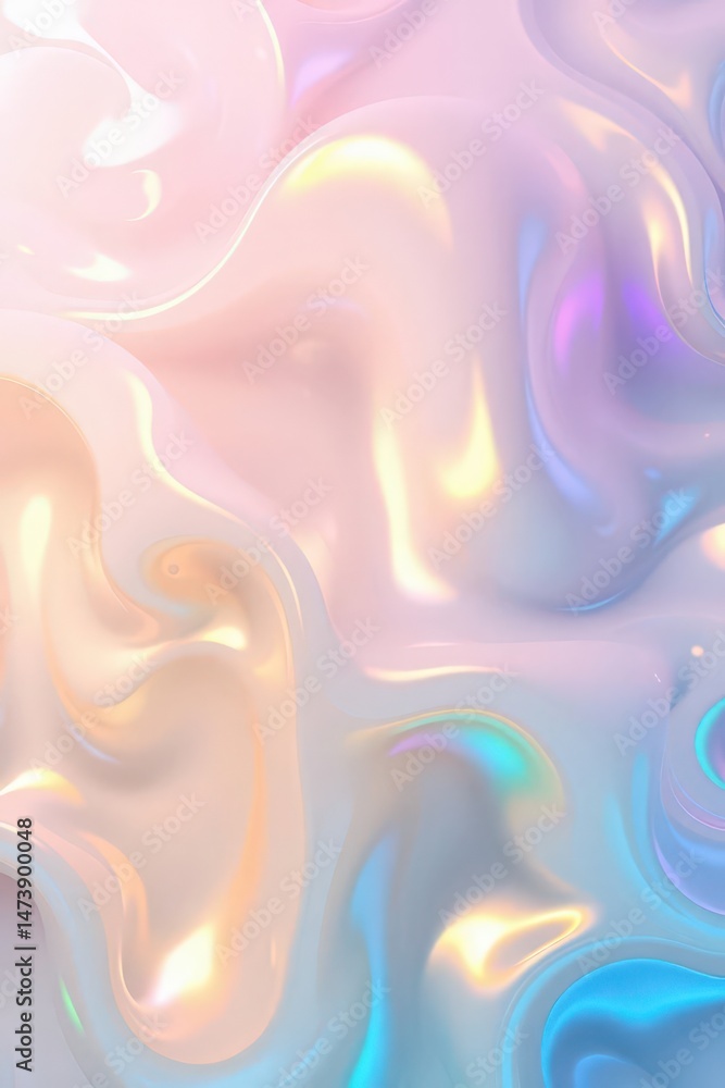 Poster swirling pastel hues create a dreamy abstract background with soft mirrors of light and color at twi