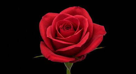 Naklejka premium Elegant Red Rose Isolated on Dramatic Black Background