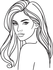 Elegant Black & White Beautiful Girls Vector Illustrations