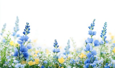 A bright yellow sun shines down on a field of vibrant flowers