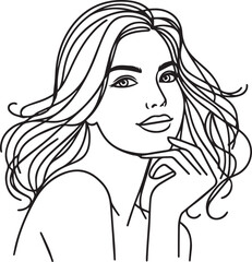 Elegant Black & White Beautiful Girls Vector Illustrations