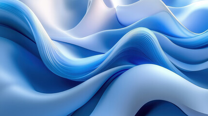 Obraz premium Side angle view of a realistic 4K 3D background with airy blue and white visuals creating an elegant, modern and smooth aesthetic appeal in design style.