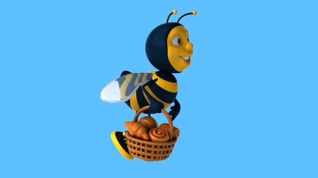 Fun 3D cartoon bee with pastries (on alpha)