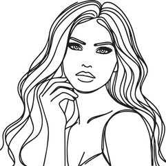 Elegant Black & White Beautiful Girls Vector Illustrations