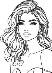 Elegant Black & White Beautiful Girls Vector Illustrations