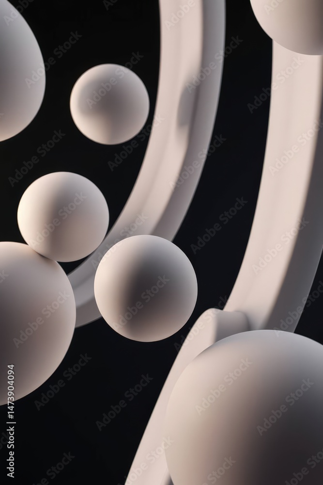 Aufkleber abstract exploration of floating forms and curves in a minimalist composition showcasing dynamic mov