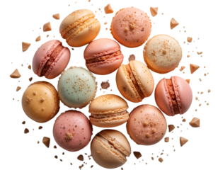 Macarons Assortment Overhead Sweet Treats on Transparent Background