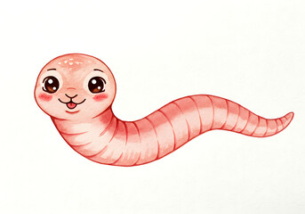 Fototapeta premium Cute cartoon worm illustration perfect for kids' decor isolated on white background.
