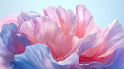 A realistic and aesthetic 4K 3D abstract background showcases a delicate flower with soft pink and blue hues, creating a visually stunning artistic rende.