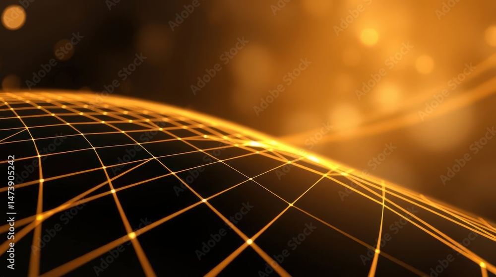 Poster visual symphony of golden lines and waves creating a mesmerizing abstract landscape at dusk